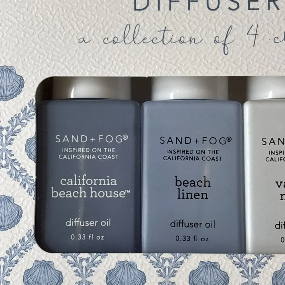 Sand + Fog Fragrance Diffuser Oil 4 pk CA Beach House Linen Laundry Day Vanilla
